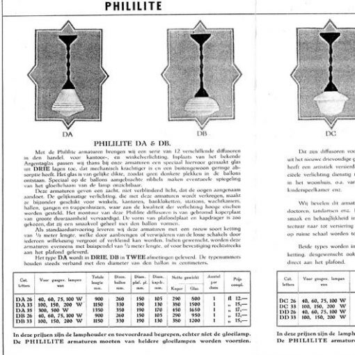 SF11 - Philips - Art deco - 1930's - PHILILITE -p/p/s