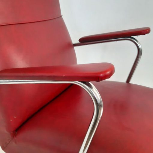 SH48 - Fauteuil rode skai jaren 60 - chromen buis meubel