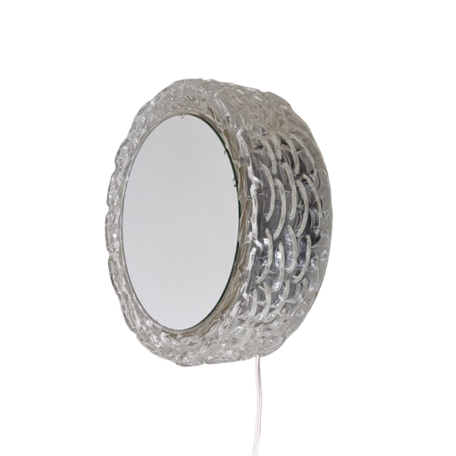 ML49 - Wandspiegel met verlichting - Vintage Glazen Wandlamp plus Spiegel - Space Age
