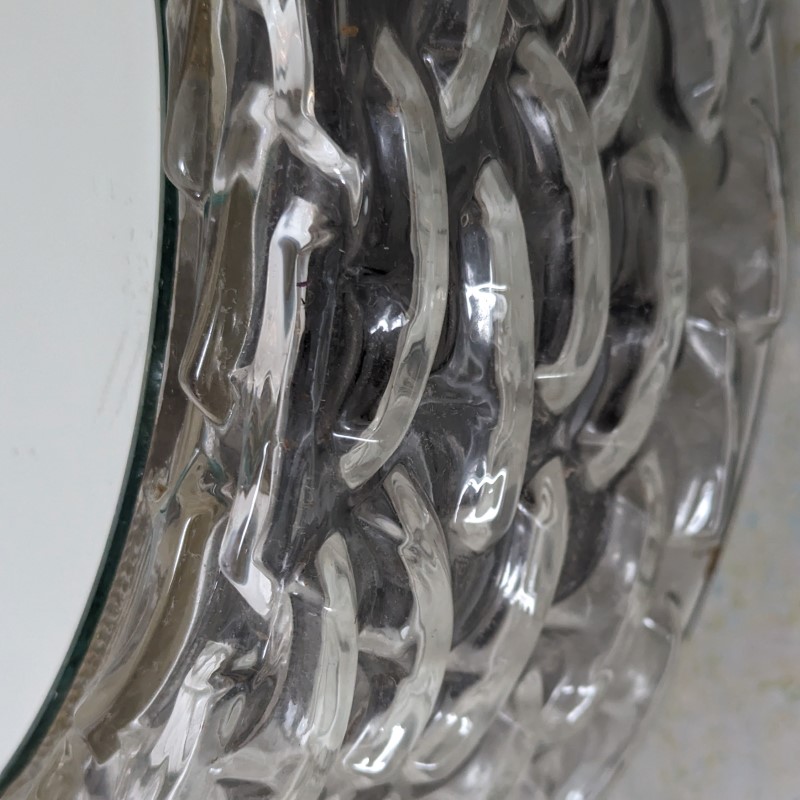 ML49 - Wandspiegel met verlichting - Vintage Glazen Wandlamp plus Spiegel - Space Age