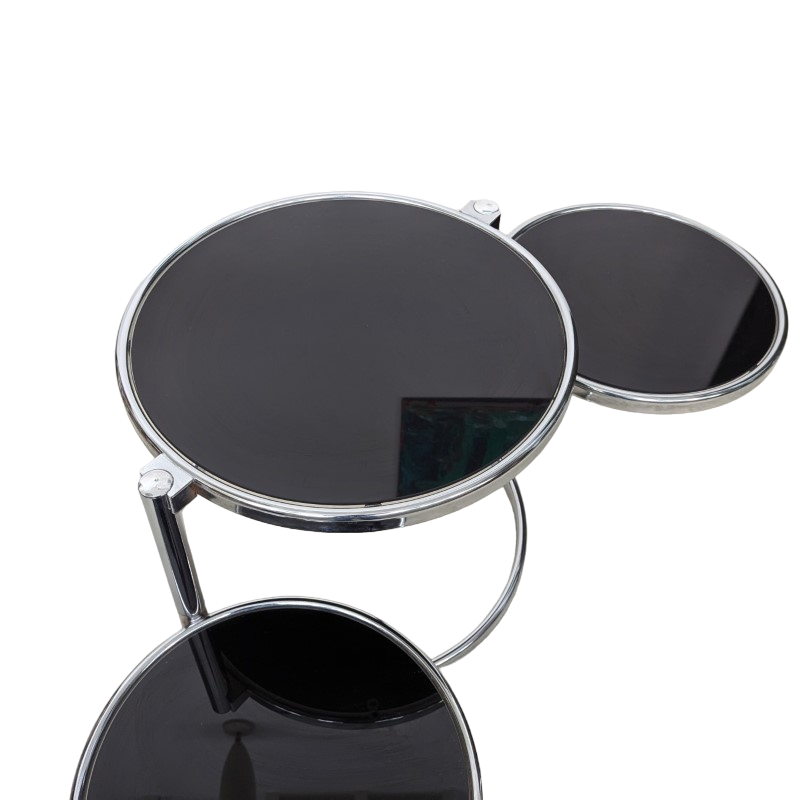 MC48 - Salontafel - 3 bladen - zwart glas - Jaren 80 - VERKOCHT