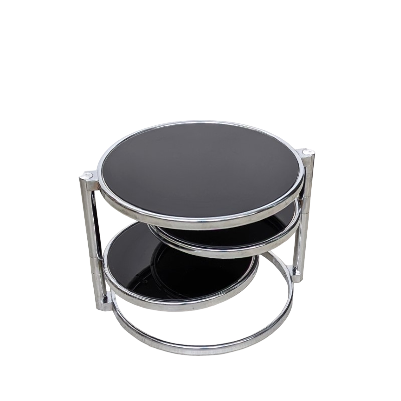 MC48 - Salontafel - 3 bladen - zwart glas - Jaren 80 - VERKOCHT