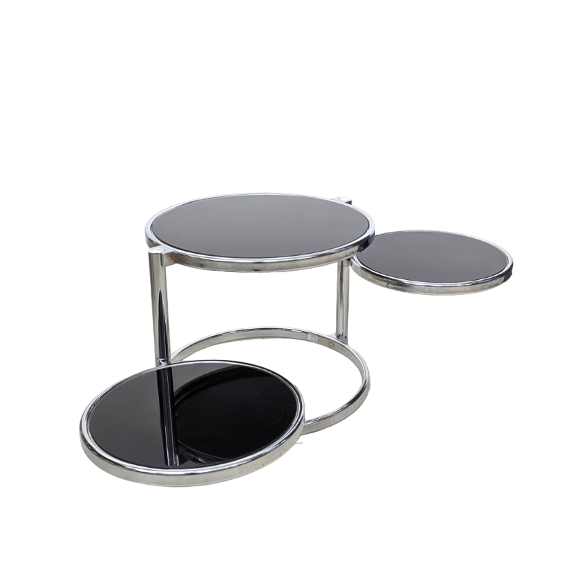 MC48 - Salontafel - 3 bladen - zwart glas - Jaren 80 - VERKOCHT