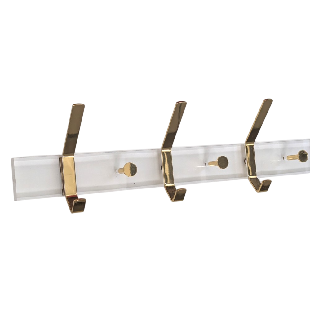 KE28 - Kapstok - Perspex en Messingen haken - Regency