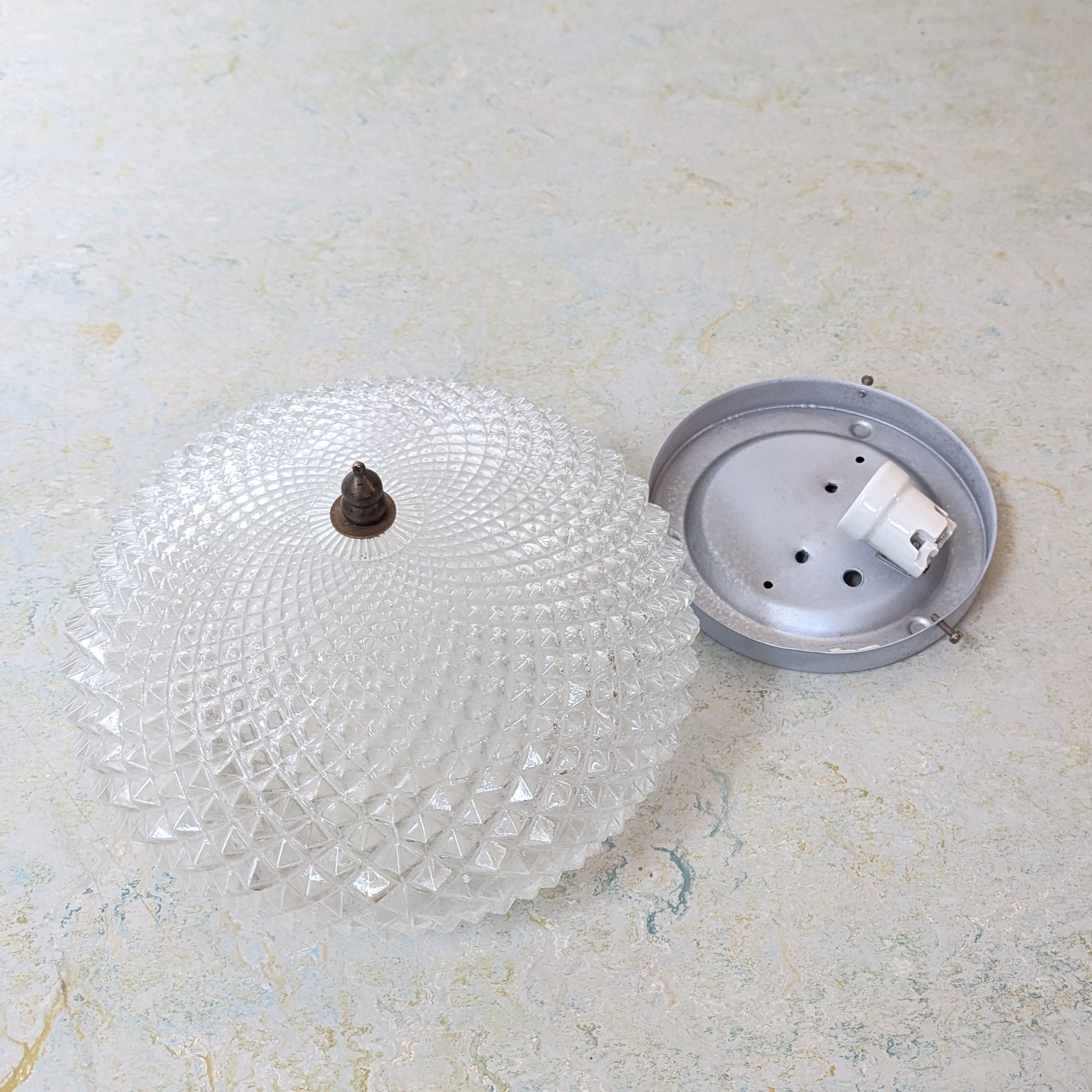 HF35 - Plafondlamp kristal glas - RZB - Jaren 60 - ananasmodel